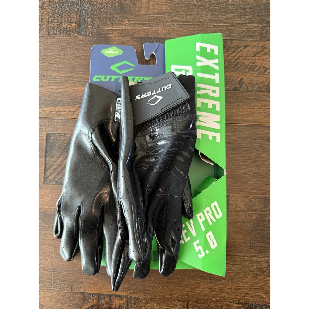 Cutters Rev Pro 5.0 Lightweight Black Sport Activity Gloves Extreme Grip Medium